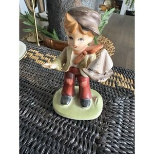 VTG Napcoware Boy Sailor With Toy Sail Boat Porcelain Figurine 4" Kitschy